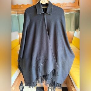 Vintage 80’s Black Cape with Fringe